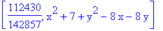 [112430/142857, x^2+7+y^2-8*x-8*y]